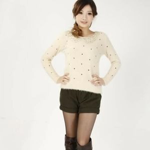 Fuzzy Ivory Sequin Peter Pan Collar Sweater!